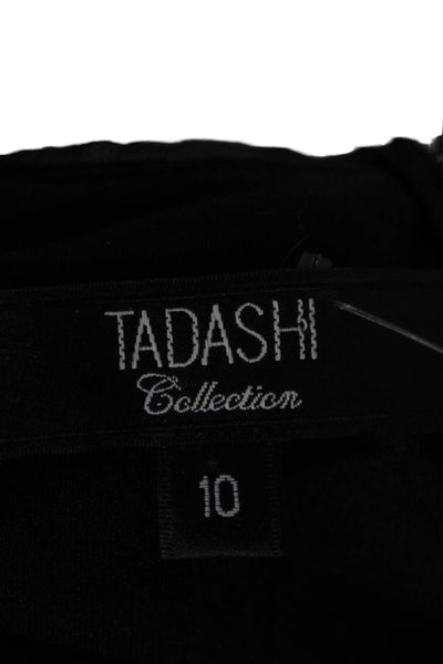 Tadashi Women Fit & Flare Dress Black Silk Floral Long Zip Size 10
