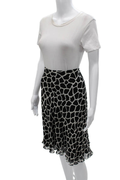 Sutton Studio Womens A-Line Flare Midi Silk Animal Print Skirt Size 8