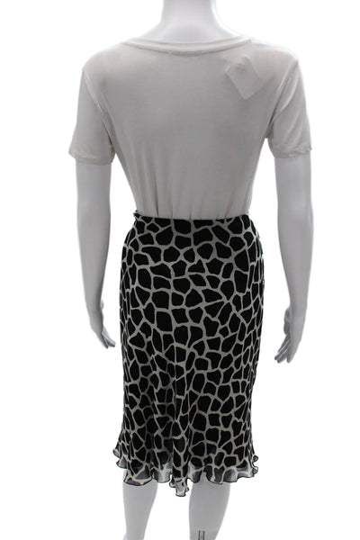 Sutton Studio Womens A-Line Flare Midi Silk Animal Print Skirt Size 8