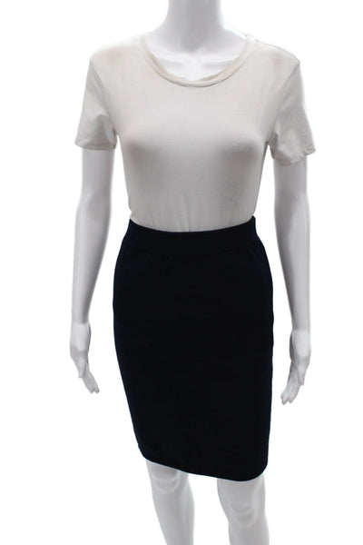 St. John Collection Women Straight Pencil Black Cashmere Skirt Size 10