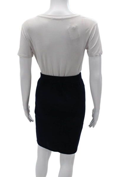 St. John Collection Women Straight Pencil Black Cashmere Skirt Size 10