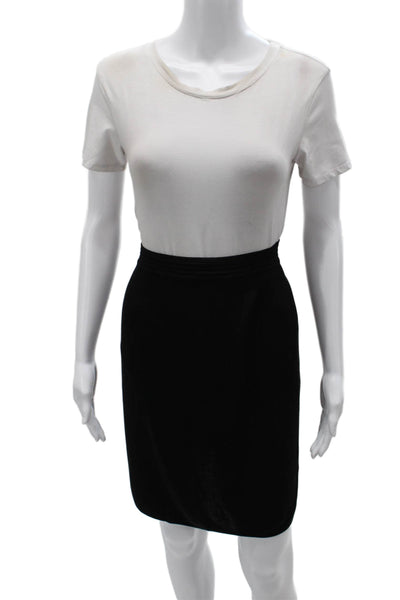 Tse Women Black 100% Silk Straight Pencil Skirt Size L