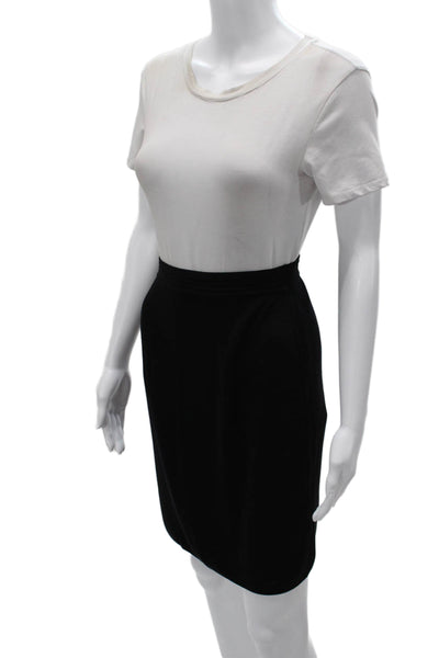 Tse Women Black 100% Silk Straight Pencil Skirt Size L