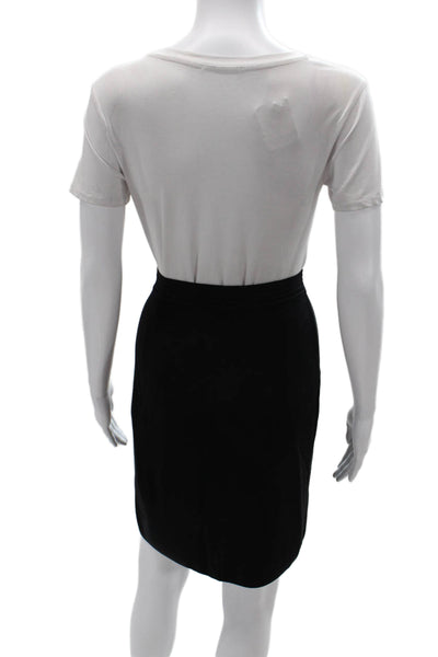 Tse Women Black 100% Silk Straight Pencil Skirt Size L