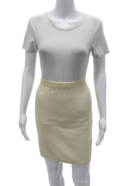 St. John Womens Straight Pencil Wool Rayon Blend Beige Skirt Size 8