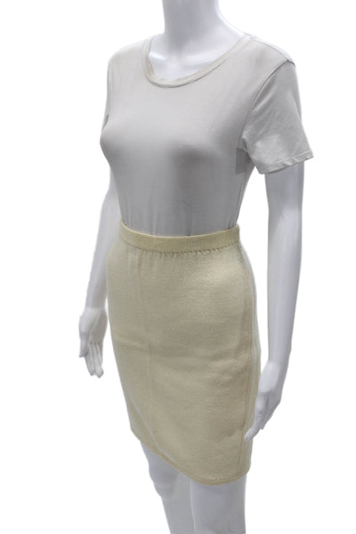 St. John Womens Straight Pencil Wool Rayon Blend Beige Skirt Size 8