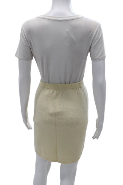 St. John Womens Straight Pencil Wool Rayon Blend Beige Skirt Size 8