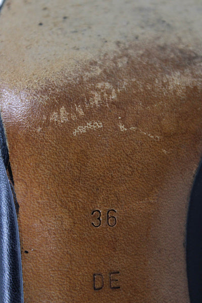 Chanel Womens Leather Slip On Paneled Detail Heels Black Size EUR 36