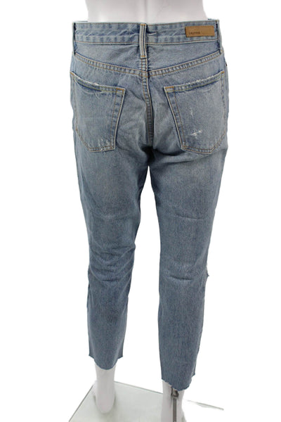Grlfrnd Womens Cropped Boyfriend Jeans Light Blue High Rise 100% Cotton Size 25