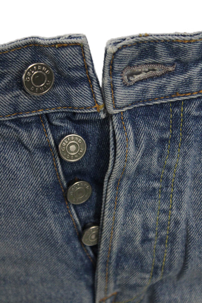 Grlfrnd Womens Cropped Boyfriend Jeans Light Blue High Rise 100% Cotton Size 25