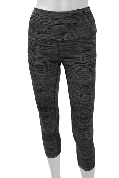 Lululemon Womens Cropped Capri Striped Dark Gray Leggings Size 4