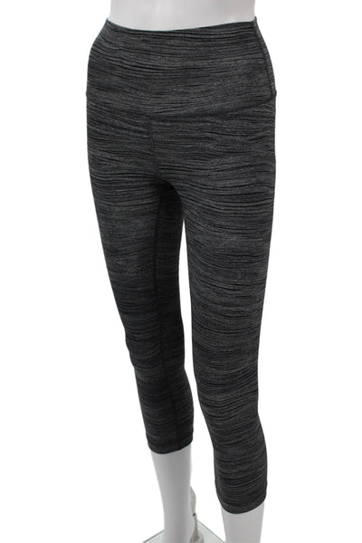 Lululemon Womens Cropped Capri Striped Dark Gray Leggings Size 4