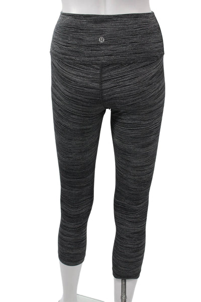 Lululemon Womens Cropped Capri Striped Dark Gray Leggings Size 4