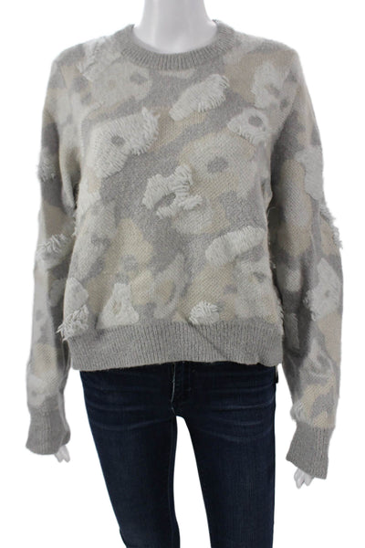 Rag & Bone Unisex Pullover Camouflage Crew Neck Gray Long Sleeve Size M