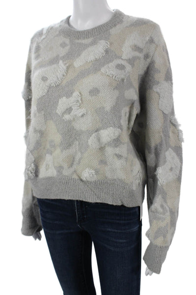 Rag & Bone Unisex Pullover Camouflage Crew Neck Gray Long Sleeve Size M