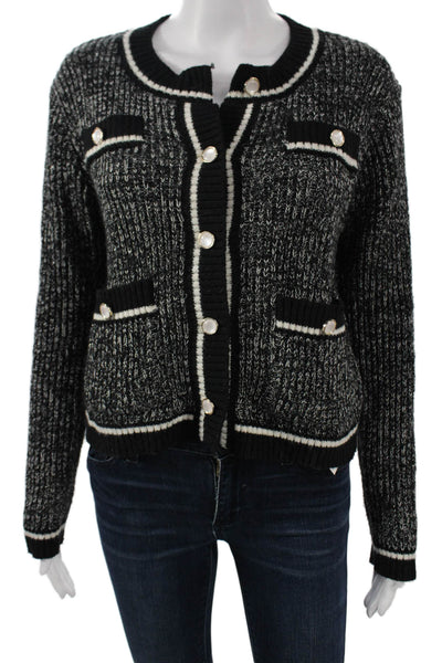 Cider Unisex Black Button Cardigan Round Neck Long Sleeve Size M