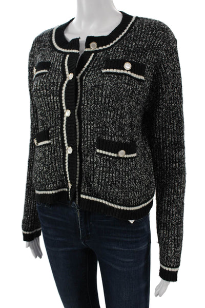 Cider Unisex Black Button Cardigan Round Neck Long Sleeve Size M