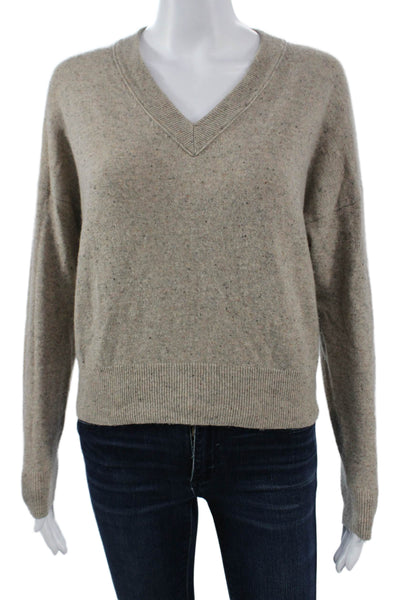 Madewell Unisex Pullover V-Neck 100% Cashmere Beige Sweater Size S