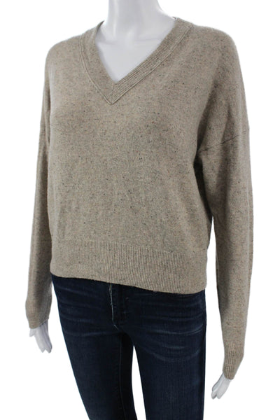 Madewell Unisex Pullover V-Neck 100% Cashmere Beige Sweater Size S