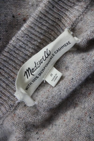 Madewell Unisex Pullover V-Neck 100% Cashmere Beige Sweater Size S