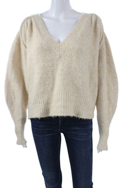 IRO Unisex Pullover V Neck Beige Long Sleeve Designer Sweater Size S