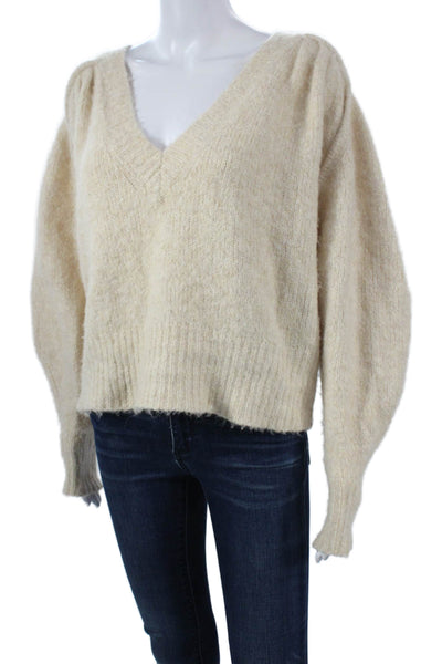 IRO Unisex Pullover V Neck Beige Long Sleeve Designer Sweater Size S