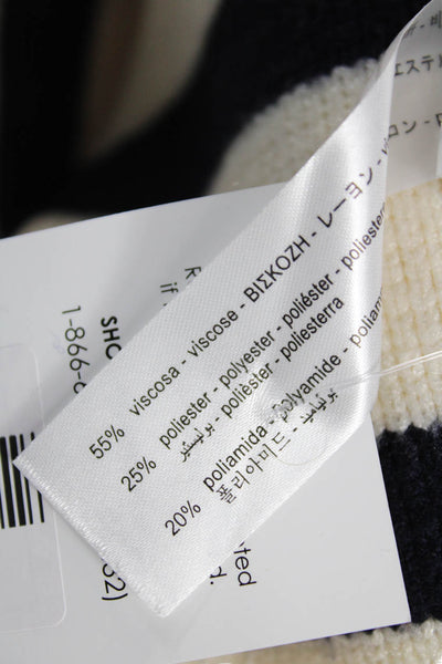 Zara Unisex Beige Striped Crew Neck Long Sleeve Pullover Sweaters Size S