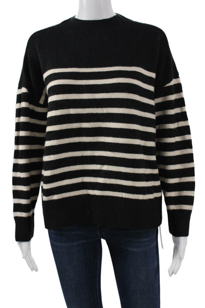 Zara Unisex Black Striped Crew Neck Pullover Sweater Long Sleeve Size S
