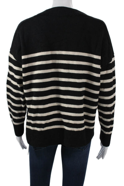 Zara Unisex Black Striped Crew Neck Pullover Sweater Long Sleeve Size S