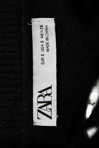 Zara Unisex Black Striped Crew Neck Pullover Sweater Long Sleeve Size S