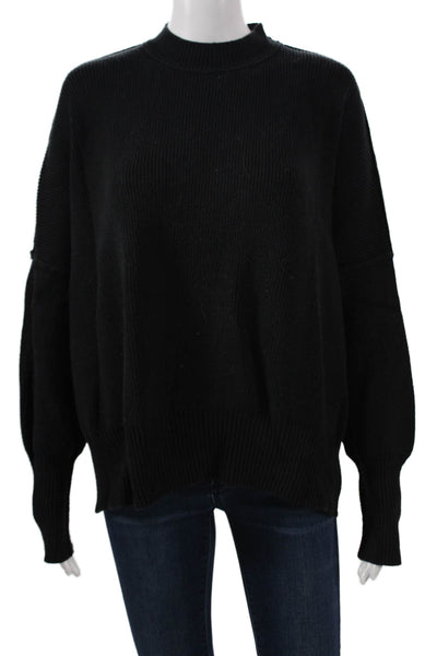 Free People Unisex Pullover Sweater Mock Neck Black Long Sleeve Size XS
