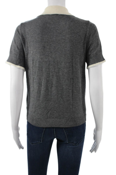 Zara Womens Basic Collared Short Sleeve Sweater Gray Size S
