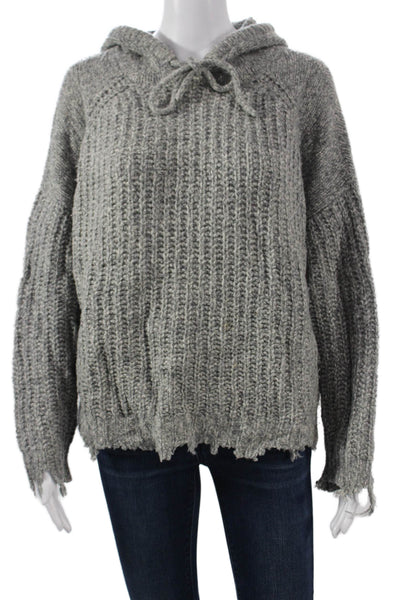 IRO Women Pullover Hoodie Gray Drawstring Wool Alpaca Yak Size XS