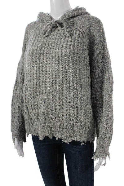 IRO Women Pullover Hoodie Gray Drawstring Wool Alpaca Yak Size XS