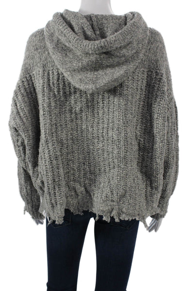 IRO Women Pullover Hoodie Gray Drawstring Wool Alpaca Yak Size XS