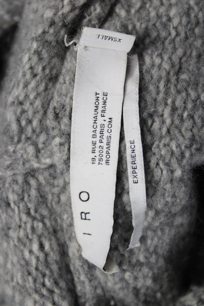IRO Women Pullover Hoodie Gray Drawstring Wool Alpaca Yak Size XS