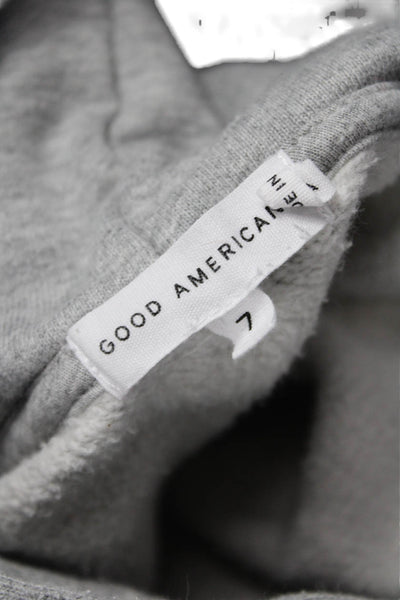 Good American Women Pullover Hoodie Gray Cotton Drawstring Size 7
