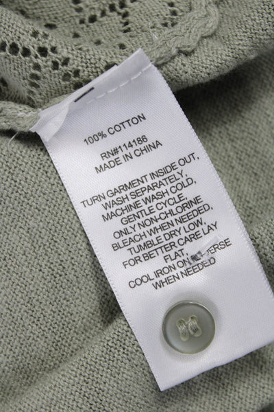 Frye Unisex Green Geometric V-Neck Button Cardigan Size M
