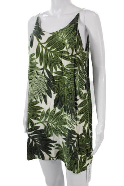 Topshop Petite Womens Green Floral Slip Dress Mini Sleeveless Size 8