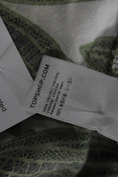 Topshop Petite Womens Green Floral Slip Dress Mini Sleeveless Size 8