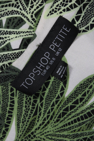 Topshop Petite Womens Green Floral Slip Dress Mini Sleeveless Size 8