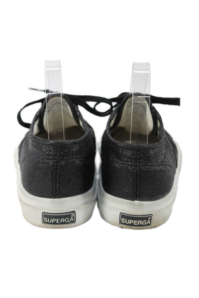Superga Womens Low Top Lace Up Sneakers Black Metallic Size 9