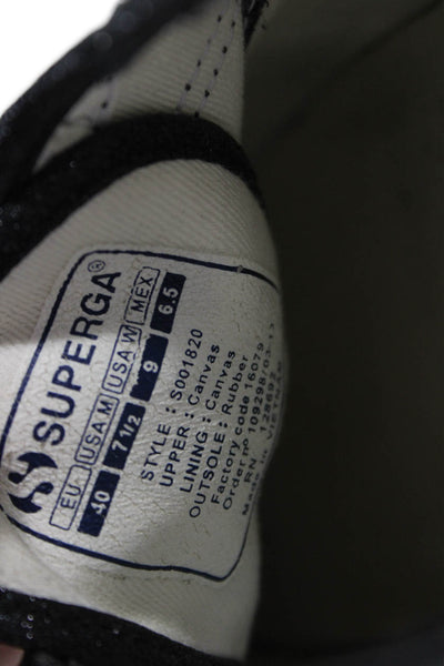 Superga Womens Low Top Lace Up Sneakers Black Metallic Size 9