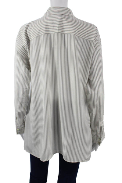 Eileen Fisher Women White Striped Tunic Button-Up Size XS Petite