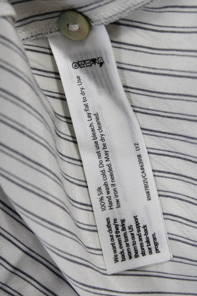 Eileen Fisher Women White Striped Tunic Button-Up Size XS Petite