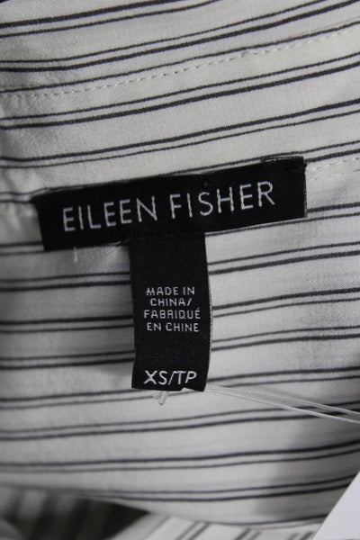 Eileen Fisher Women White Striped Tunic Button-Up Size XS Petite
