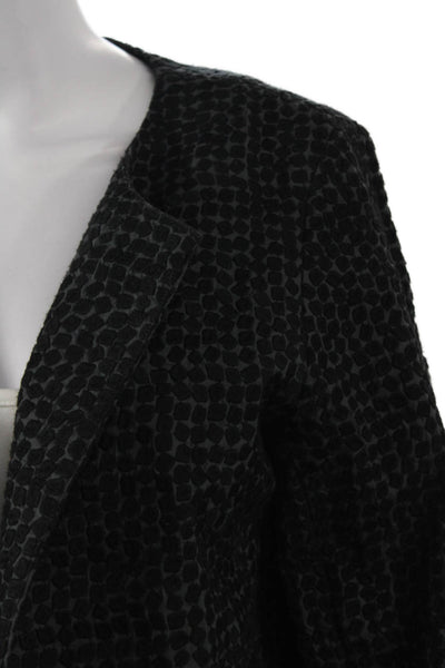 Eileen Fisher Womens Black Organic Cotton V-Neck 3/4-Sleeve Blazer Size M