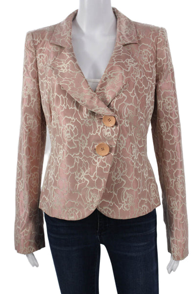 Armani Collezioni Women Floral Pink Blazer Collared Long Sleeve Size 12