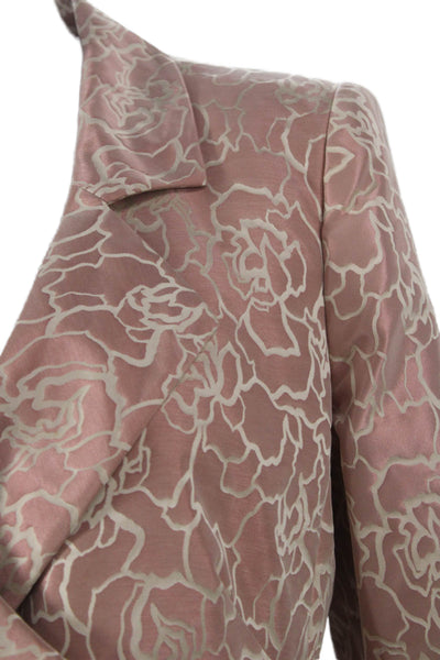 Armani Collezioni Women Floral Pink Blazer Collared Long Sleeve Size 12