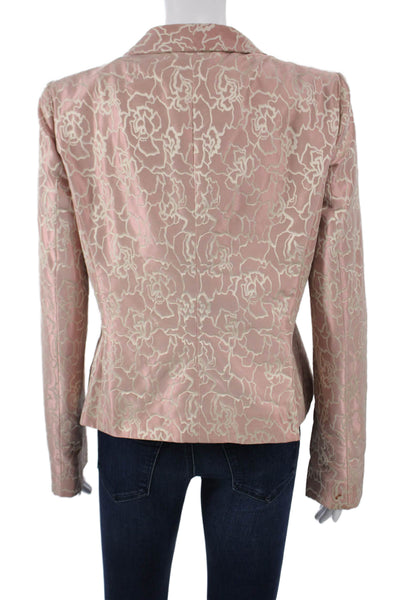 Armani Collezioni Women Floral Pink Blazer Collared Long Sleeve Size 12